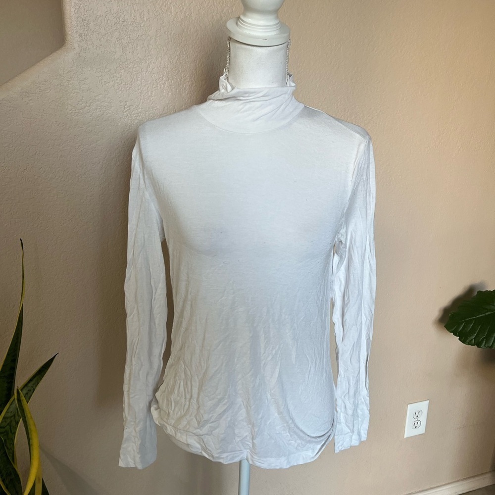 H&M Women's White Long-Sleeve Mock Neck Top